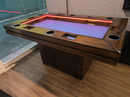 MESA DELUX BASE PEDESTAL RECTANGULAR 6 Personas | LED| PASA DADOS