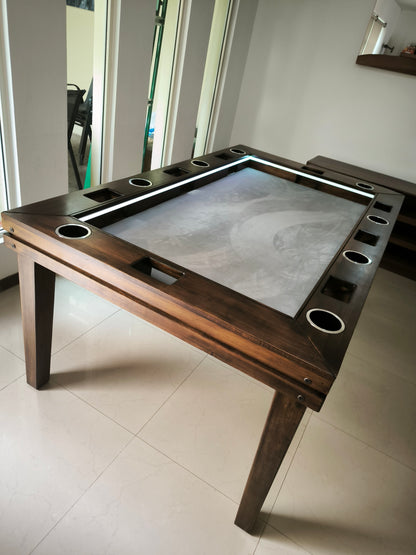 MESA DELUX 8 PERSONAS RECTANGULAR CON LUZ LED CON PASA DADOS