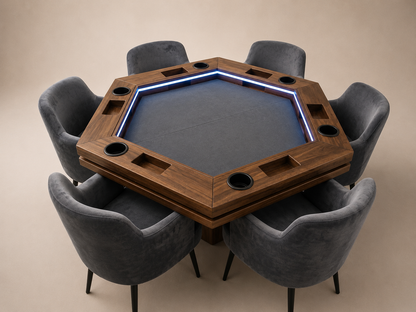 COMBO HEXAGONAL DELUXE: Mesa + 6 Sillas Gambito
