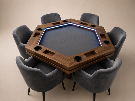 COMBO HEXAGONAL DELUXE: Mesa + 6 Sillas Gambito