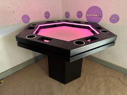 MESA DELUX HEXAGONAL CON LUZ LED CON PASA DADOS