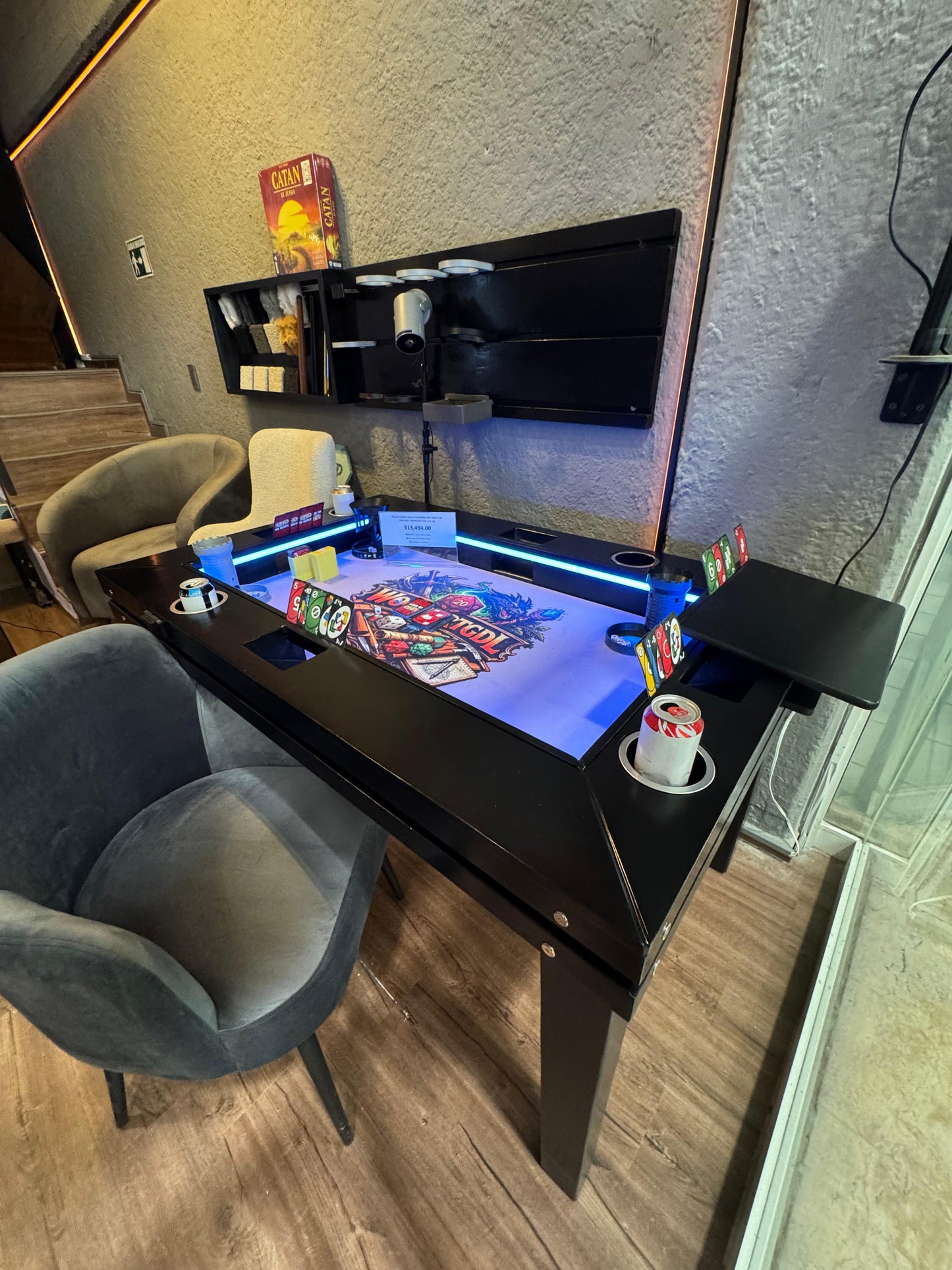 Mesa de Juegos / Comedor DELUXE con Luz LED para 4 Personas