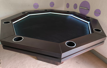 COMEDRO/MESA DE POKER CON LED OCTAGONAL CON PORTAVASOS para 8 personas