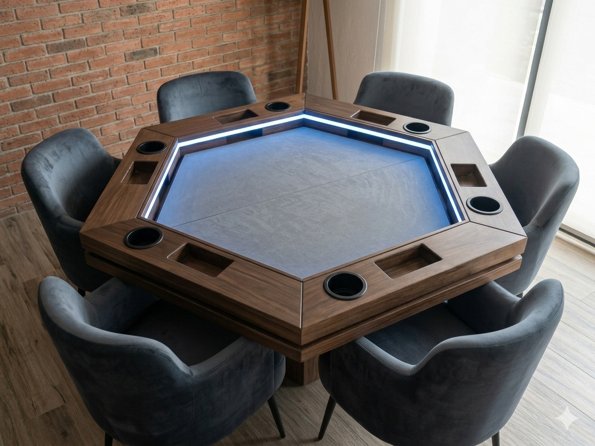 COMBO HEXAGONAL DELUXE: Mesa + 6 Sillas Gambito