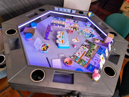 MESA DELUX HEXAGONAL CON LUZ LED CON PASA DADOS