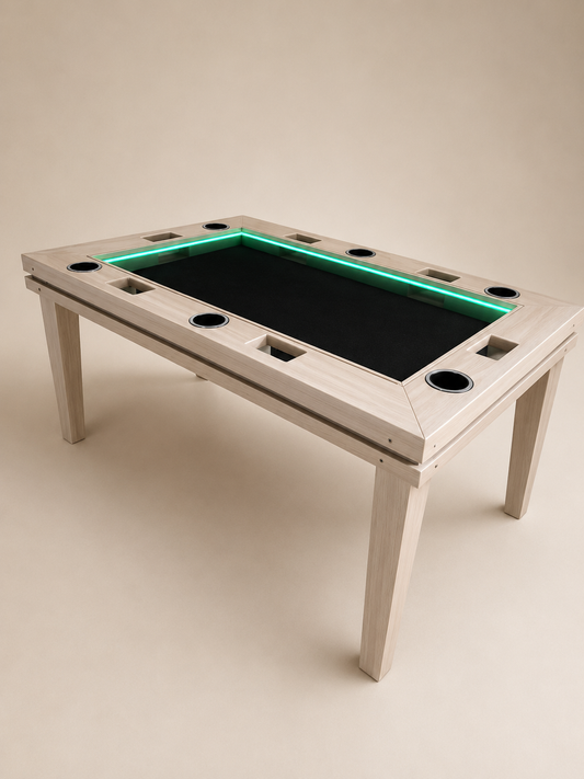 MESA DELUX RECTANGULAR CON LUZ LED CON PASA DADOS