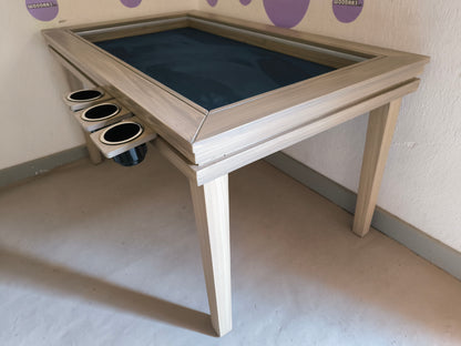 MESA JUEGO/COMEDOR RECTANGULAR TAPA ANTI DERRAMES SIN LUZ LED PARA 6 PERSONAS
