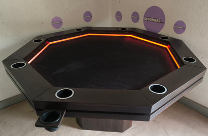 COMEDRO/MESA DE POKER CON LED OCTAGONAL CON PORTAVASOS para 8 personas