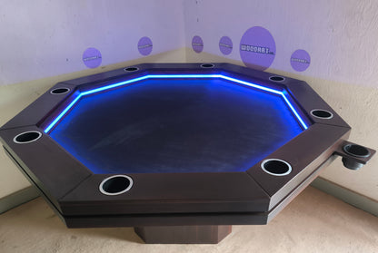 COMEDRO/MESA DE POKER CON LED OCTAGONAL CON PORTAVASOS para 8 personas