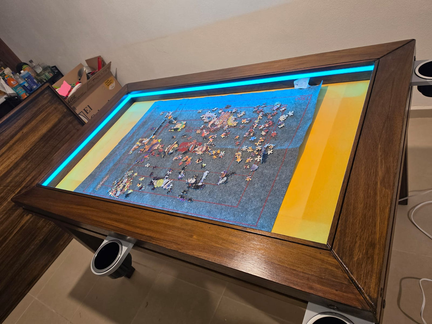 ⚔️ MESA JUEGO/COMEDOR RECTANGULAR | TAPA ANTI-DERRAMES | LUZ LED | 6 PERSONAS ⚔️