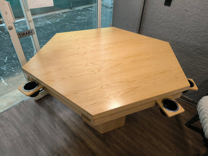 Mesa de juegos/Comedor Hexagonal Imperial | Madera de ENCINO AMERICANO SIN LUZ LED para 6 personas.