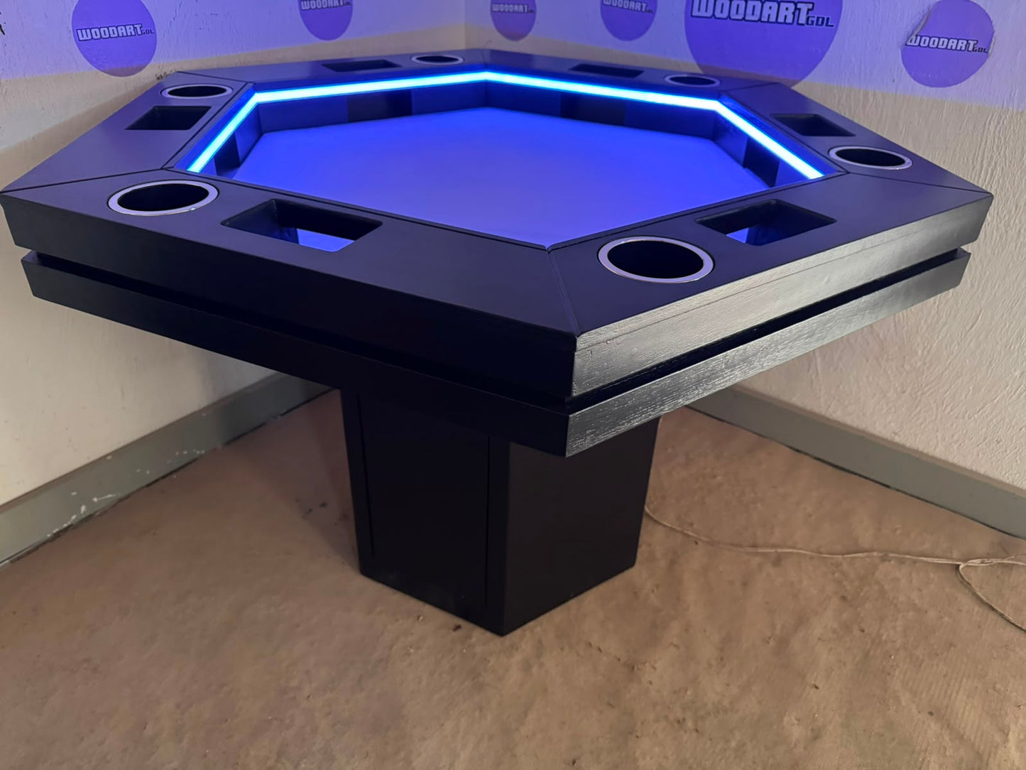 MESA DELUX HEXAGONAL CON LUZ LED CON PASA DADOS