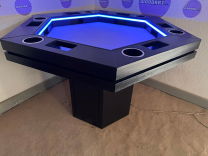 MESA DELUX HEXAGONAL CON LUZ LED CON PASA DADOS