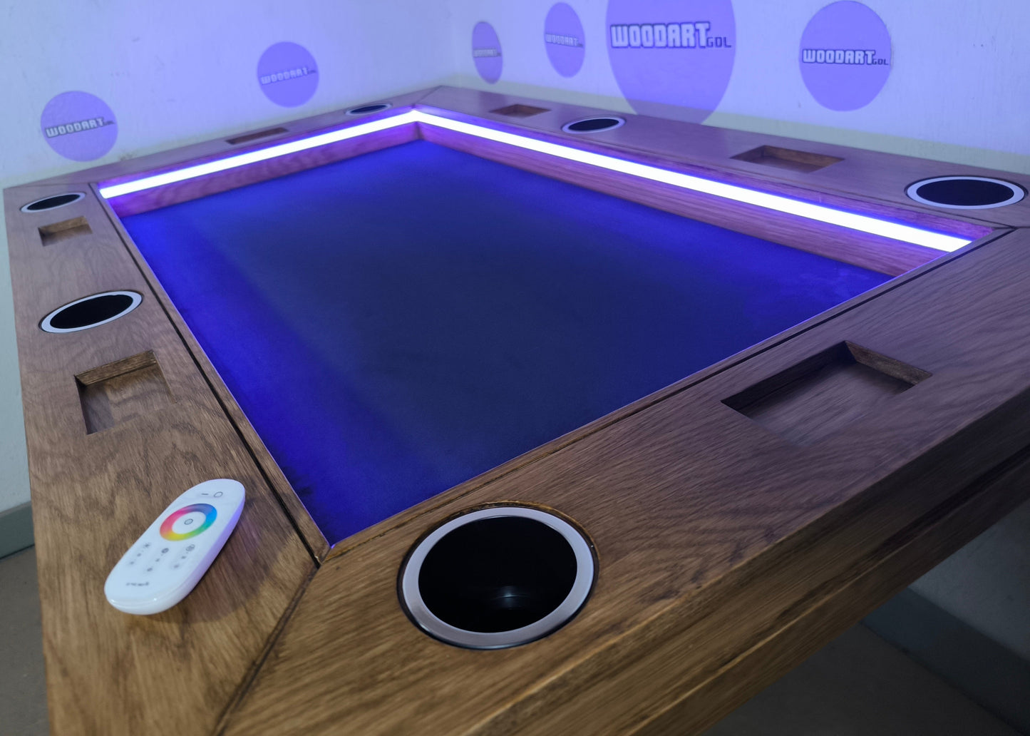 MESA DE POKER PREMIUM |BASE PEDESTAL | MADERA DE ENCINO | RECTANGULAR Para 6 personas