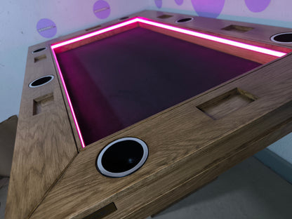 MESA DE POKER PREMIUM |BASE PEDESTAL | MADERA DE ENCINO | RECTANGULAR Para 6 personas